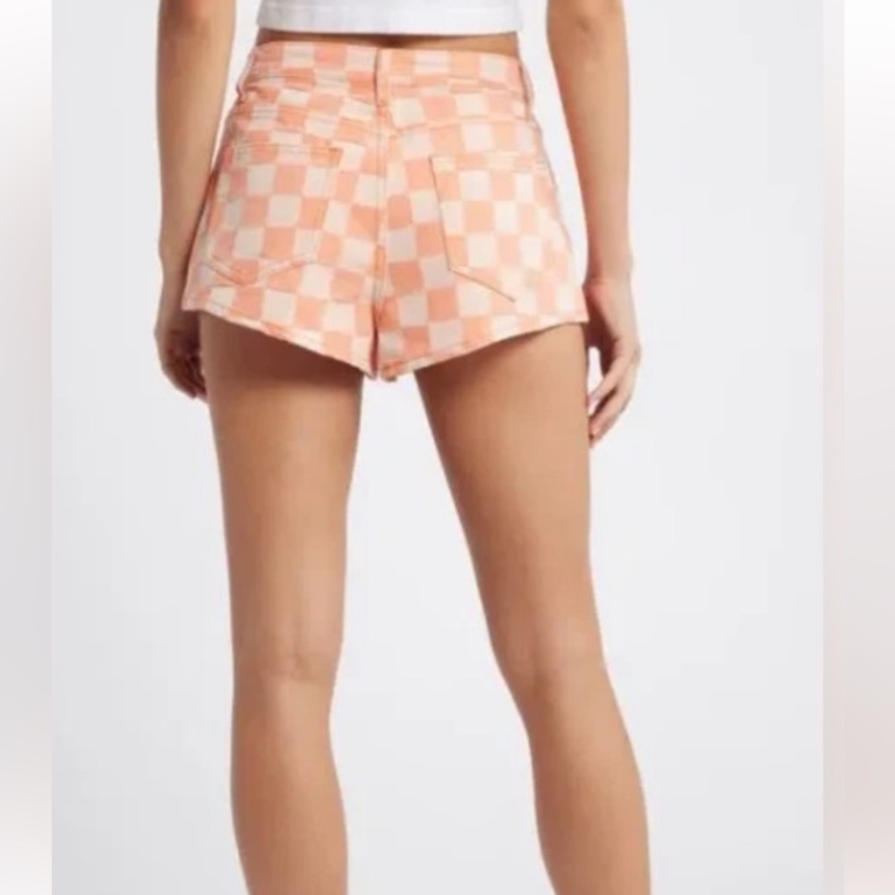 Nasty Gal Checkerboard High Waist Shorts in Orange and Off White From Nordstrom - Picture 3 of 9